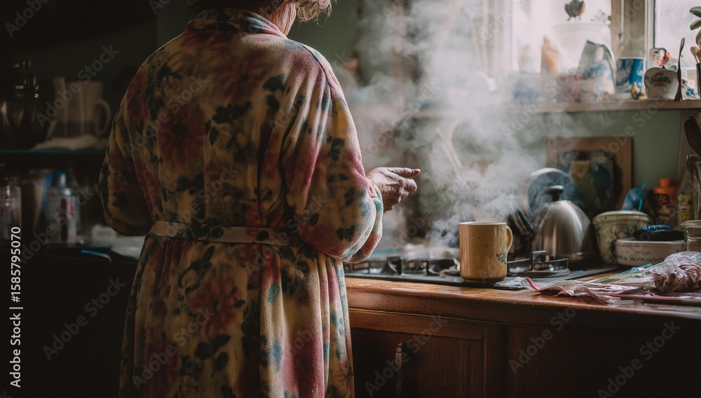 © filmanana - Cozy Morning Routine in a Warm Kitchen with Aromatic Steam Rising © filmanana - Cozy Morning Routine in a Warm Kitchen with Aromatic Steam Rising
