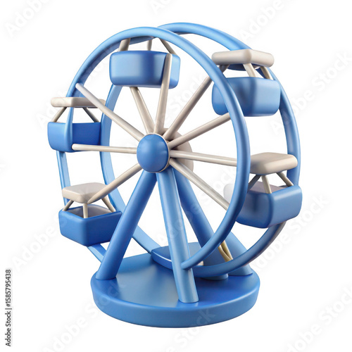 3d ferris wheel amusement ride isolated on transparent background