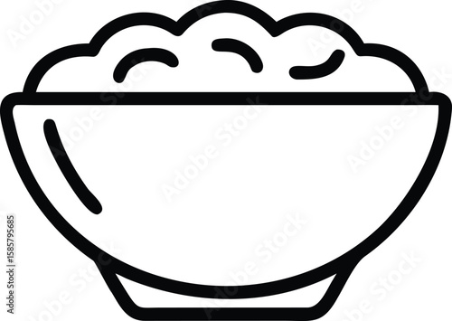 Outline bowl filled with food illustration for cooking recipes and food apps
