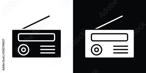 Radio icon Flat Vector illustration. Simple black symbols