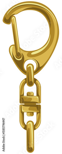 シンプルなナスカンのキーチェーン用素材パーツベクターイラスト(Simple Lobster Clasp Keychain Parts Vector Illustration)