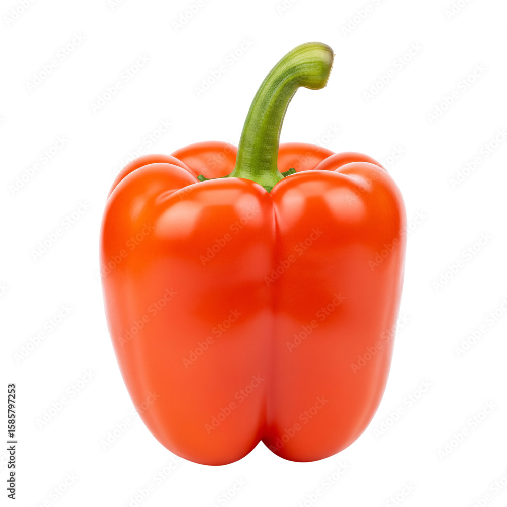 Whole Fresh Red Bell Pepper Isolated on White Background - Sweet and Crispy Vegetable Whole Fresh Red Bell Pepper Isolated on White Background - Sweet and Crispy Vegetable