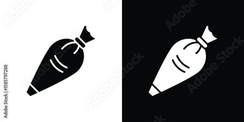 Pastry bag icon Flat Vector illustration. Simple black symbols