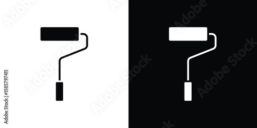 Paint roller icon Flat Vector illustration. Simple black symbols