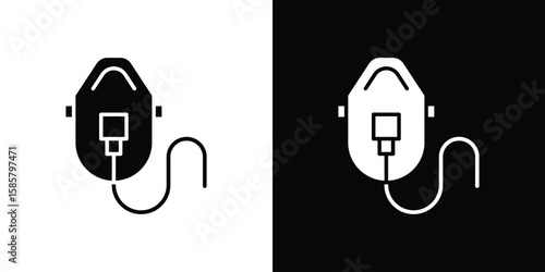 Oxygen mask icon Flat Vector illustration. Simple black symbols