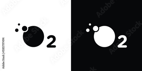 Oxygen O2 icon Flat Vector illustration. Simple black symbols