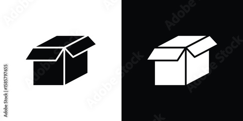 Open box icon Flat Vector illustration. Simple black symbols