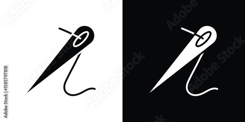 Needle icon Flat Vector illustration. Simple black symbols