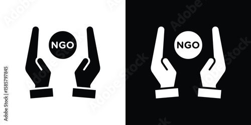 NGO icon Flat Vector illustration. Simple black symbols