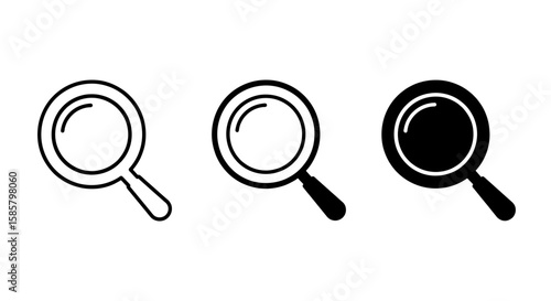 You're looking for an icon magnifying glass symbol to search the internet using a button or tool to find and zoom for research and look for a design illustration vector sign to enlarge