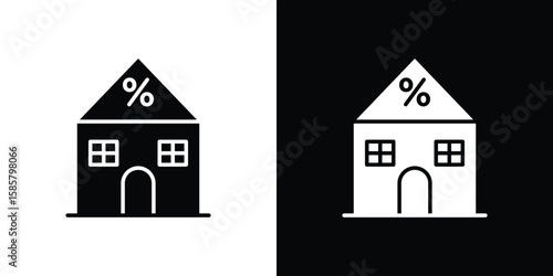Mortgage rate icon Flat Vector illustration. Simple black symbols