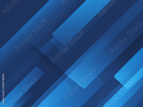 Modern abstract blue background with geometric shapes. Overlapping layers of rectangles and diagonal lines create a dynamic, professional design for business or technology themes.