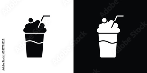 Milkshake icon Flat Vector illustration. Simple black symbols