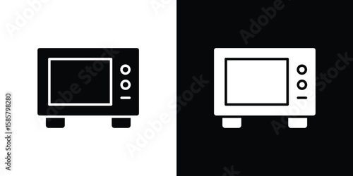 Microwave icon Flat Vector illustration. Simple black symbols