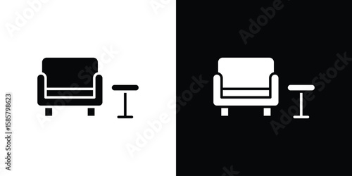 Lounge icon Flat Vector illustration. Simple black symbols