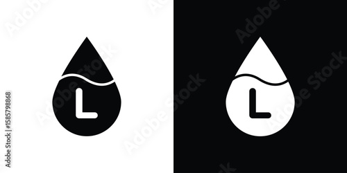 Liter icon Flat Vector illustration. Simple black symbols