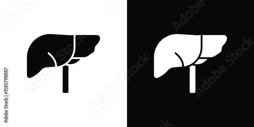Liver icon Flat Vector illustration. Simple black symbols
