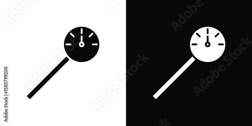 Kitchen thermometer icon Flat Vector illustration. Simple black symbols