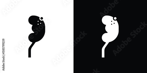Kidney disease icon Flat Vector illustration. Simple black symbols