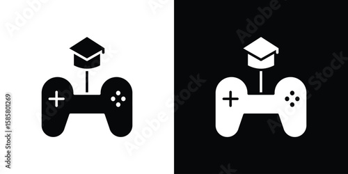 Game based learning icon Flat Vector illustration. Simple black symbols
