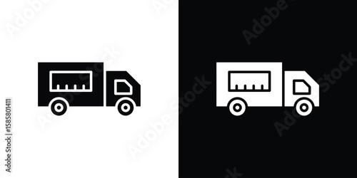 Food truck icon Flat Vector illustration. Simple black symbols