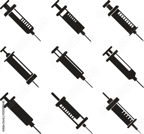 Collection of Black Silhouette Syringes