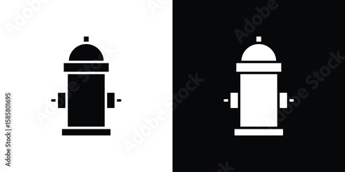 Fire hydrant icon Flat Vector illustration. Simple black symbols