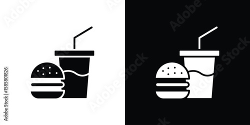 Fast food icon Flat Vector illustration. Simple black symbols