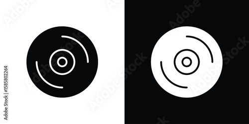 DVD icon Flat Vector illustration. Simple black symbols