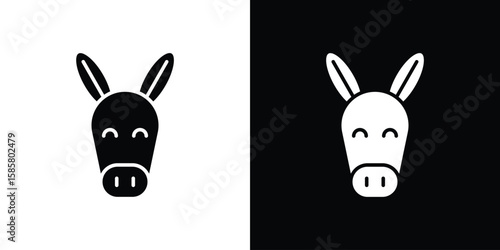 Donkey icon Flat Vector illustration. Simple black symbols