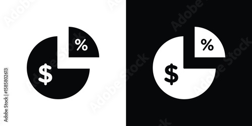 Dividend yield icon Flat Vector illustration. Simple black symbols