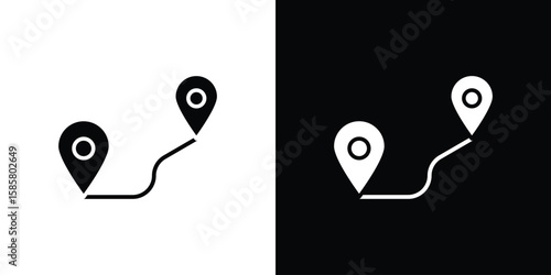 Distance icon Flat Vector illustration. Simple black symbols