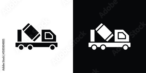 Photos Cement truck icon Flat Vector illustration. Simple black symbols