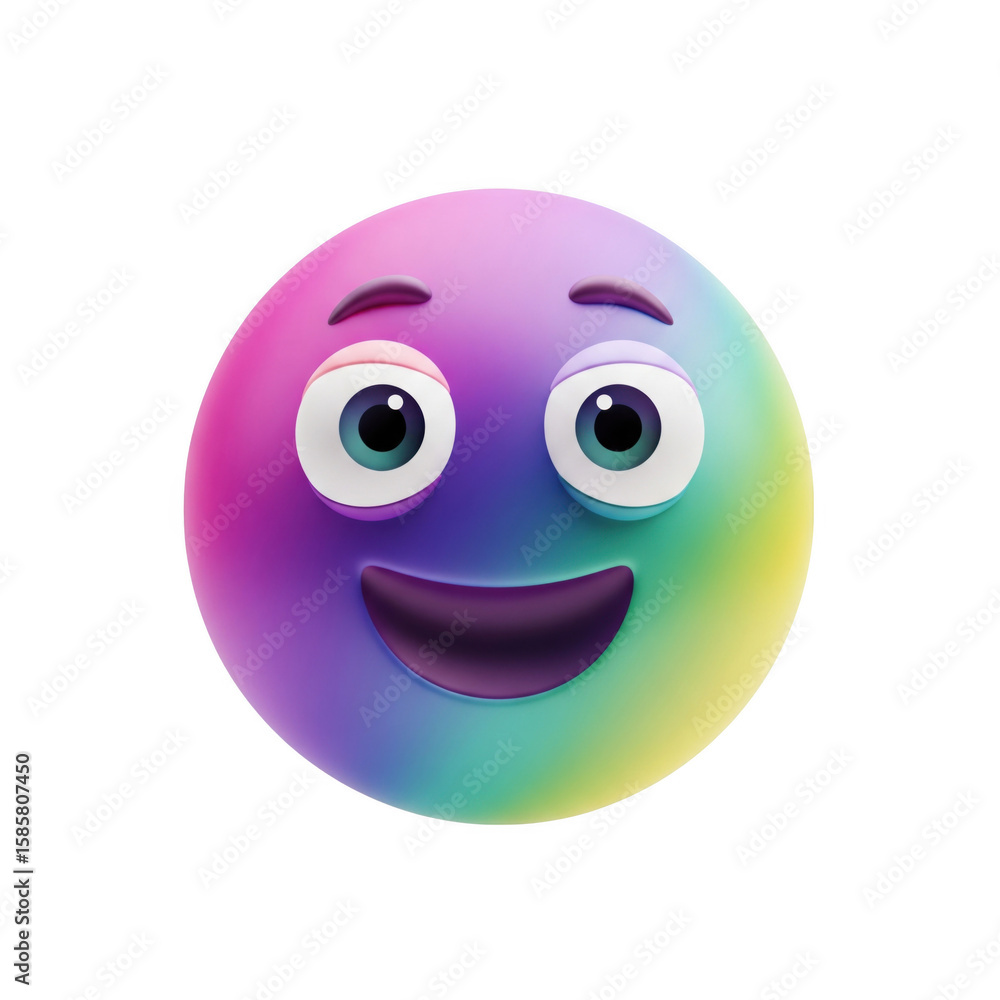 Fototapeta premium Rainbow Emoji: A Colorful, Three-Dimensional Expression of Digital Emotion