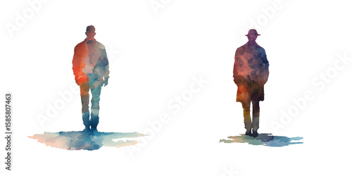 abstract color silhouette of pastor watercolor vector illustration