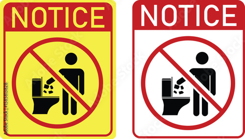 Do not throw trash in toilet sign. Do not litter design concept. Throw garbage in its place. warning sign. design in trendy style . vector.
