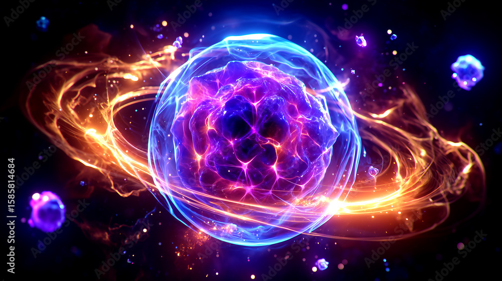 Obraz premium Colorful Sci-Fi Vortex Resembling Saturn – Generative AI