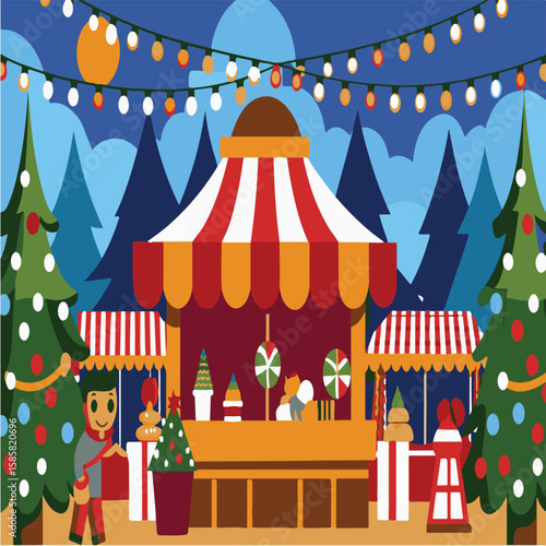 A seamless pattern of vintage carnival circus tents and happy cartoon animals makes a fun illustration for any party celebration card or gift box decoration