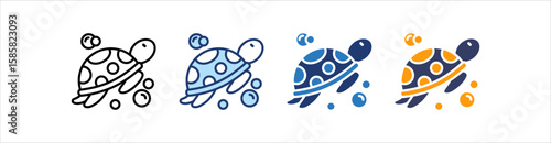 Turtle Icon Set Multiple Style Collection