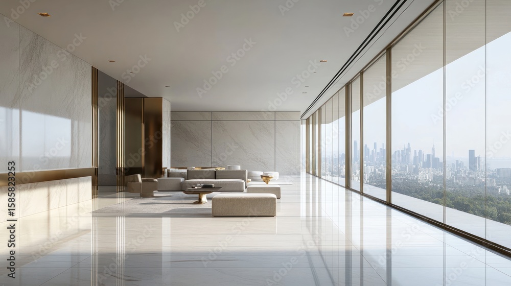 Fototapeta premium Modern high end office interior with city view