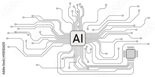 Abstract futuristic circuit board Illustration, Circuit board with various technology elements. Circuit board pattern for technology background. Vector illustration