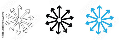 Inward arrows pointing to center. Epicenter icons set. Inward arrows collection. Inward arrow vector set. EPS 10 . 