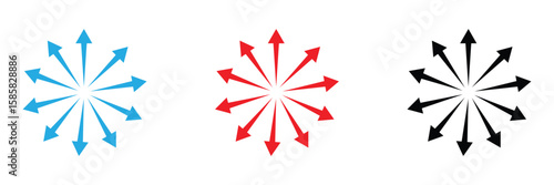 Inward arrows pointing to center. Epicenter icons set. Inward arrows collection. Inward arrow vector set. EPS 10 . 