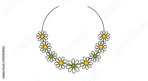 Circular Floral Headband with Daisies