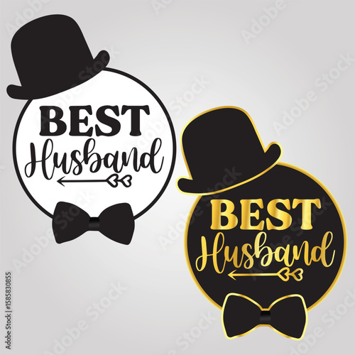 Best Husband Ever Fathers Day vector. Husband Daddy Hero T-shirt retro monochrome design. Happy Father's Day. Vintage hand-drawn style. Funny gift for your dad or grandpa. Vector