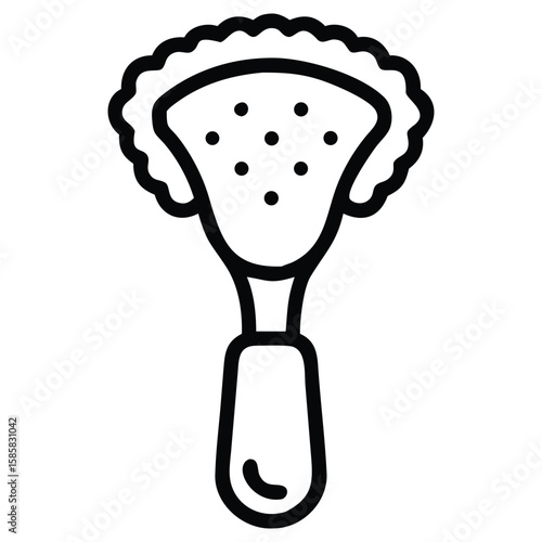Outline illustration of a ravioli stamp cutter with handle for pasta