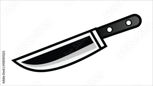 Knife isolated on white background showing sharp steel blade with handle as a kitchen and cutting tool