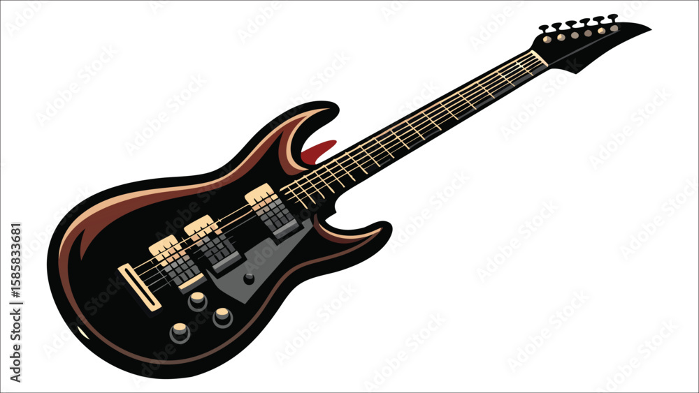 Obraz premium Electric guitar and acoustic guitar isolated on white background vector illustration