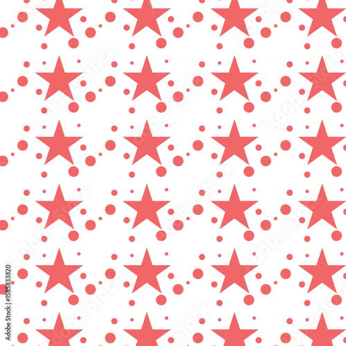 seamless red dot and star pattern 
