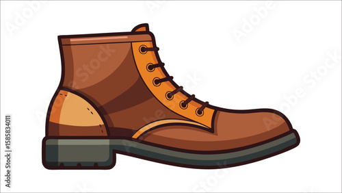 Pair of leather boots and shoes isolated on white background fashion footwear illustration